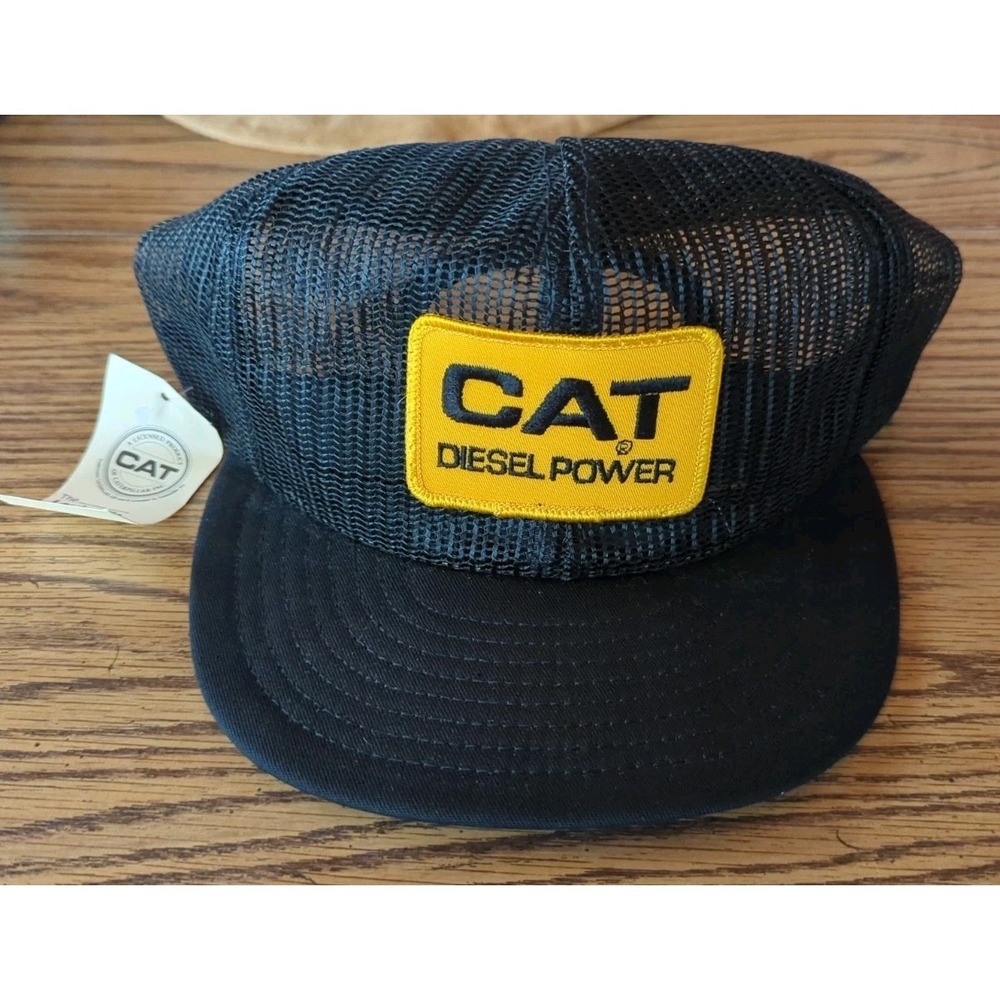 Louisville MFG Vintage CAT Diesel Power Black Full Mesh Trucker Cap Made in USA